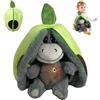 KUWUNG Peluche a forma di asino, 32 cm, asino con respirazione, musica e luci, morbida fragola, avocado, peluche respira asini per alleviare l'ansia (verde)