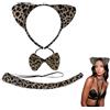 Eowppue Costume Leopardo Bambina - Set Completo con Cerchietto, Papillon, Coda e Adesivi - Design Realistico per Feste e Carnevale
