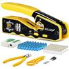 Solsop Tester per cavi di rete RJ45 Crimp Tool Passa attraverso Cat5 Cat5e Cat6 Kit di strumenti di crimpatura, 50PCS Passa attraverso connettori, Mini spellafili, Pinze taglierina
