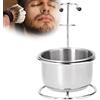 MOUMOUTEN Set Porta Ciotola da Barba, portapennello da Barba in Metallo Ciotola portasapone in Acciaio Inox Adatto per i Viaggi in Bagno di casa