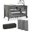 kk Kinderkraft Kinderkraft JOY 2 ACC, Lettino da Viaggio 3 in 1, lettini per Neonati, lettino per Bambini, lettino da Viaggio, design moderno, Dimensioni ridotte e Pieghevole, Accessori Pratici, ruote, Gris