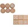 Eurowagens 12Pz Timbri In Legno Motivo Floreale Cerchi E Quadrati Decorativi In Gomma