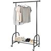 Wenko Appendiabiti Professionale Nero, per riporre Vestiti, Ventilazione e Trasporto, 4 Ruote e Ripiani, in Metallo Verniciato a Polvere, 121 x 185 x 52 cm, Portata Fino a 100 kg