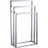 Amig - Porta asciugamani da terra cromato con 3 barre metalliche - Supporto da pavimento per asciugamani da bagno - Stile moderno con finitura lucida e base stabile - Senza fori