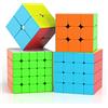 ROXENDA Speed Cube Set, Cubo di Velocità 2X2 3X3 4X4 5X5 Stickerless Speed Cube con Confezione Regalo, Tutorial Segreto per Cubi di Velocità