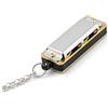 Dilwe Mini Harmonica, Clé C 4 Trous Collier Harmonica Portable pour Enfants Débutant(Silver)
