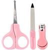 Zerodis 3Pcs Kit Clipper per Unghie per Bambini Set per Manicure Forbici per Unghie Neonato Dita Piedi Unghie Tagliare Strumenti Infermieristici (Scissor + Tagliaunghie + Lima per Unghie) (Pink)