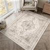 HUGEAR Vintage Tappeto Salotto Beige Tappeti 90x150cm Soggiorno Antiscivolo Lavabile in Lavatrice Tapette Camera da Letto Sala Ufficio Bambina Bambino Pelo Corto Grande Carpet