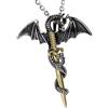 Cupimatch Cupiamtch - Collana da uomo, con ciondolo a forma di drago con spada, in acciaio inox, retro, da motociclista