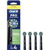 Oral-B Testine di Ricambio Pro Cross Action, Nere, 4 Ricambi | 4 Testine di Ricambio per Spazzolino Elettrico, Autentiche, Setole Angolate che si Adattano a ogni Dente per Pulizia Profonda