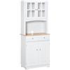 HOMCOM Credenza Alta per Cucina, Mobile Buffet in Legno Bianco, Armadio Dispensa in Stile Classico, Bianco, 68x39.5x170cm|Aosom