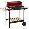 Outsunny Barbecue a Carbonella con Griglia Regolabile e 3 Ripiani in Metallo Legno, 103x47x95 cm, Rosso