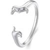 Qings Cane Bassotto Anello in argento 925 per Donne Carino Cane Animale Domestico Aperto Regolabile Anello da dito Regali di Compleanno per gli Amanti degli Animal(Argento)