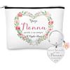 Jadive Set Regalo per Nonna di cui 1 Borsa per Cosmetici e 1 Portachiavi con Ciondolo a Forma di Fiore Pochette per Trucchi Trousse per Nonna Ideale per Natale Compleanno o la Festa della Nonna