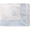 Babyline Set lenzuola per lettino 60 x 120 coralina 100%, caldo, ipermorbido, ipoallergenico. Include lenzuolo con angoli, lenzuolo di sopra e federa. (Teddy Celeste)