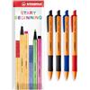 STABILO Penna a sfera pointball, spessore tratto 0,5 mm, ricaricabile e retrattile, confezione da 4 penne in confezione regalo, inchiostro nero, blu, rosso