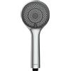 Wenko Soffione doccia risparmio acqua - Doccetta universale, soffione doccia con sistema per risparmio idrico e 3 tipi di getto, ABS, Ø 9.5 cm, Cromo/Grigio
