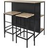 HOME DECO FACTORY Tavolo Ilot 2 Sgabelli Loka, Metallo, Marrone Nero, 100x95x60