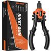 FOREVTL Set di pinze per rivetti da 10 con 200 rivetti per rivetti ciechi con rivetti ciechi da 6,4 mm a 2,4 mm, 5 bocchini intercambiabili, pistola rivettatrice professionale, set di pinze per
