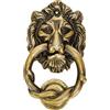 Bulldog Castors Battente per porta d'ingresso, testa di leone in ottone massiccio, ottone anticato