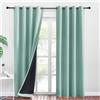 PONY DANCE Tende per Interni Tende Oscuranti 100% Tende Salotto con Anelli Tenda Termica Isolante Freddo e Caldo Tende Camera da Letto 2 Pezzi 140x240 CM, Verde Chiaro