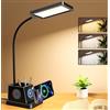 ALACOO Lampada da Comodino LED 15W con Ricarica Wireless 15W, Protegge gli Occhi, Touch Control, 3 Toni, 4 Luminosità, Timer 60Min,Porta Penne,Lampada da Tavolo per Bambini,Camera da Letto,Soggiorno (Nero)