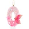 mciskin Candela con numero di compleanno glitterato, candele di compleanno rosa con coda di sirena, candela rosa numero 0 per torta, decorazioni di compleanno per ragazzi e ragazze, decorazioni di compleanno