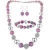 FULU AUTUMN Set di 3 gioielli con collana di perle grandi, bracciale e orecchini, regalo di compleanno per donna, Pietra, Nessuna pietra preziosa, viola.