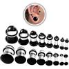DOEARKO Dilatatori per Orecchio 8 Paias O-Ring in Vetro Ear Gauges Tunnel Cilindro Forma Tunnel Expanders Stretchers Body Piercing Gioielli (Nero)