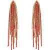 EVER FAITH Brillante strass lampadario orecchini, cristalli dichiarazione nappe lungo pendente per le donne ragazze rosso oro-basso