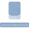 MOSISO Tappetino Mouse con Poggiapolsi&Tastiera Set,Rettangolare Ergonomico Tappetino Antiscivolo Base Casa/Ufficio Dolore Sollievo&Facile Digitare Mouse Pad&Rialzato Memoria Schiuma,Blu Pietra