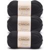 Caron Simply Me - Gomitolo di filato merino, colore nero, confezione da 3 pezzi da 100 g, 50% acrilico, 50% lana merino, #3 DK (leggero), 200 m, per maglia/uncinetto
