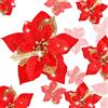 Boao 24 Pezzi Fiori di Stella di Natale Poinsettia Glitterati Fiori di Natale Artificiali Glitter Ornamenti di Capodanno per l'Albero di Natale di Nozze (Rosso)