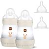 MAM Biberon Anti-Coliche, 160 ml, 0+ Mesi, Tettarella 1, 2 pezzi + 2 Tettarella 0 - per il latte di madre & Infant Formula 1