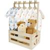 BUTORY Cesto regalo in legno per bambini con manico, scatola in legno, regalo per bambini, con 5 grucce per vestiti, contenitore per bambini, per nuovi genitori, bambini, pregnancy Gifts (bianco)