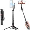 BORDEAG Selfie Stick, 210 × 58 × 54mm Tripode Cellulare, Treppiede Smartphone, Multifunctional Magnetic Selfie Stick Telecomando Bluetooth per Registrazione Video, Portatile da Viaggio Nero