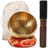 Csuntikulo Campana Tibetana Set 8 cm - Fatto a Mano in Ottone - con Bastoncino in Legno Cuscino e Sacchetto - Ideale per Meditazione Yoga Guarigione dei Chakra Regalo Zen