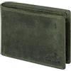 FA.Volmer ® Portafoglio da uomo in pelle con protezione RFID, doppia cucitura extra stabile, 6 scomparti per carte di credito, formato orizzontale, Verde oliva, Portafoglio sottile, Classico