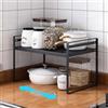 Sayudar Scaffale organizer multifunzione per credenza e armadio, portaspezie, salvaspazio, per piano di lavoro, dispensa, frigorifero (nero)