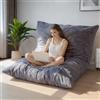 MAXYOYO Letto gigante - Pouf quadrato - Grande divano con fodera in peluche e imbottitura morbida - Per adulti, coppie e ospiti (carbone di legna, 135 x 190 cm)