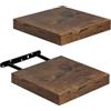 FURNITABLE Mensola da Muro Set di 2 Mensola da Parete Compatte da 20 x 20 cm, in MDF, per Bagno, Cucina, Corridoio, Marrone Vintage