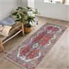 artyrugs Tappeto Lavabile in Lavatrice, 80x150cm, 75% Cotone Riciclato, Pelo Corto, Fondo Antiscivolo, Tappeti per Soggiorno, Camera da Letto, Cucina, Corridoio, Ufficio, Bordeaux & Blu