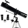 Celestron 21045 PowerSeeker 114EQ Telescopio riflettore - include due oculari, lente di Barlow, treppiede regolabile in altezza e vassoio accessori Deluxe, nero