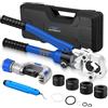 VORXEON Set 8-Ton Pinza Idraulica con Tagliatubi e Sbavatore, 4 Matrici TH (16/20/26/32mm), Pistola a Pressa Professionale per Tubi Condotti in Plastica Alluminio PEX PB, Testa Girevole 360°