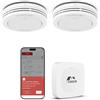 XINDUM Rilevatore di fumo con stazione base, rilevatore di incendio smart interconnesso da 10 anni conforme alla norma EN14604, LED senza sfarfallio, compatibile con l'app XINDUM, 2 unità
