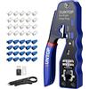XUNTOP Pinza Crimpatrice RJ45 con 20pz Connettori Cat6 Dorati Kit Crimpatore RJ45 Pass Through Professionale, Pinza Crimpare Multifunzione per Cavi Ethernet con Spelafili per CAT5 CAT6/CAT6A
