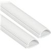 D-Line Canalina Passacavi 30x15mm Confezione 2m, Profilo Semicircolare, Copricavi Autoadesivo, Gestione Cavi Verniciabile - 2x 30mm (L) x 15mm (H) x 1 Metro Lunghezze - Bianco