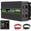 Novopal 1500W 3000W Inverter Onda Sinusoidale di Potenza,DC 12V in AC 220V Inverter di Tensione,2 EU Presa con Uscita USB,5 Metri di Telecomando,Adatto per Famiglia, Campeggio, Viaggi