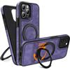 COODIO Cover in Pelle con Supporto Girevole di 360° per iPhone 11 PRO Max 6,5 Pollici, Custodia Magnetica Compatibile con MagSafe, Cover Sottile e Creativa, Viola