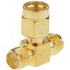CABLEPELADO Triplo adattatore a T RP-SMA femmina a 2 connettori RP-SMA | RP-SMA femmina a 2 RP-SMA maschio | 50 Ohm | ottone | placcato oro